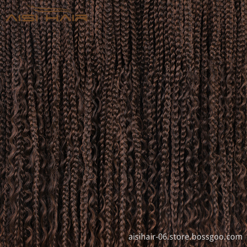 Aisi Hair Goddess Faux Locs Crochet Braids Hair Extensions Synthetic Brown Color Faux Locs Braids Hairpieces For Black Women